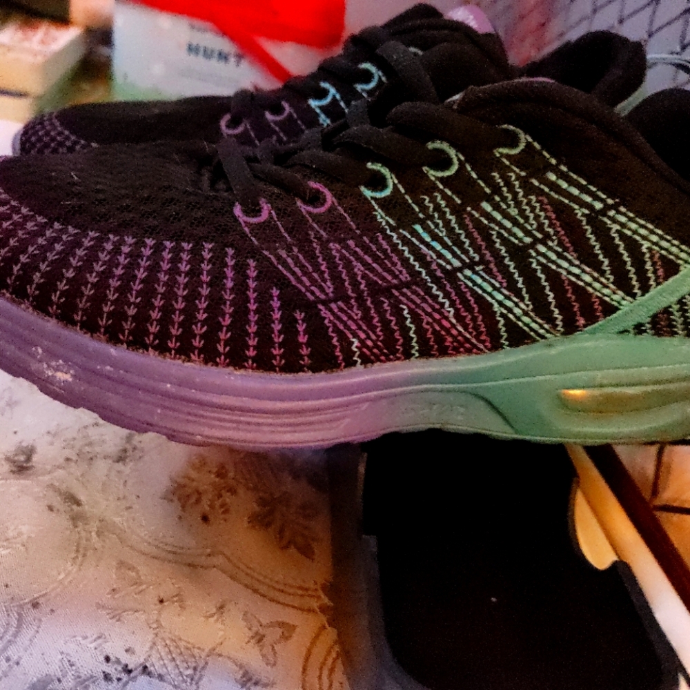 Vibrant Black and Purple Athletic Shoes